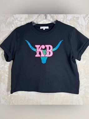 Kane Brown Black Cropped Longhorn Leopard Print Concert Tee Size S